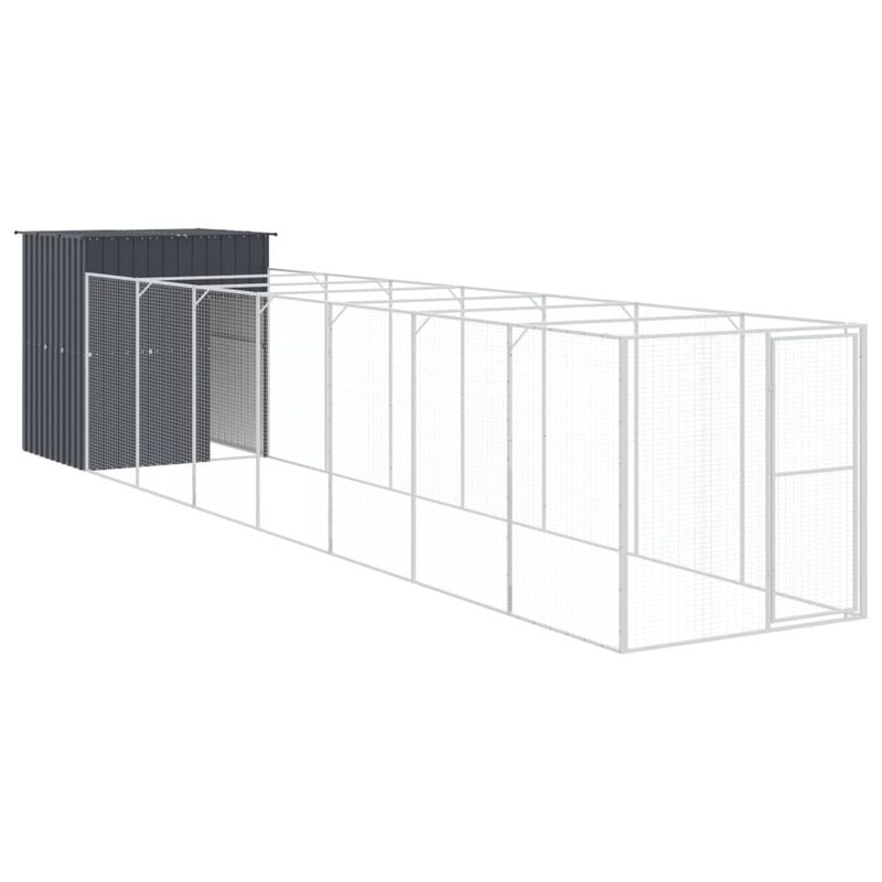Petshop - Accesorii petshop - Culcusuri si custi - Custi interior si exterior - Cusca caine cu tarc antracit 165x863x181 cm otel galvanizat - Infinity.ro