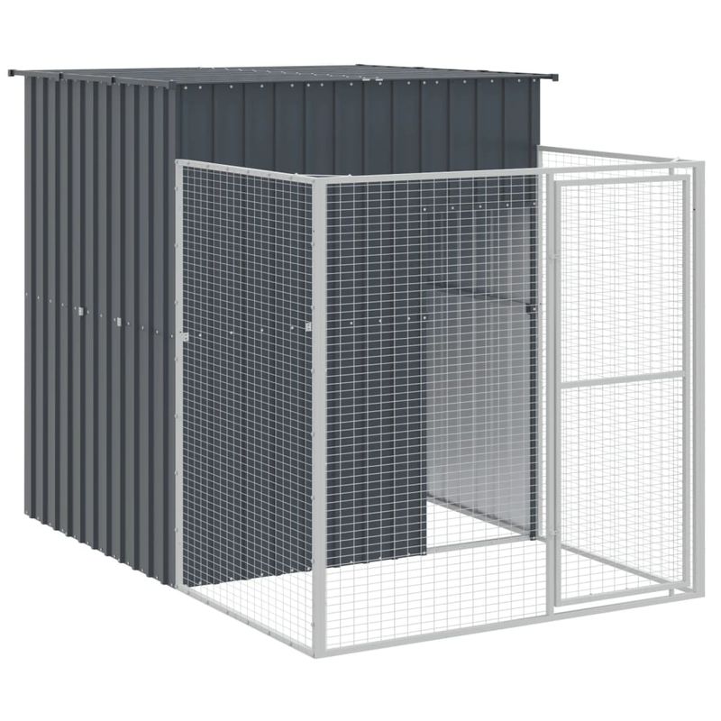Petshop - Accesorii petshop - Culcusuri si custi - Custi interior si exterior - Cusca caine cu tarc antracit 165x455x181 cm otel galvanizat - Infinity.ro