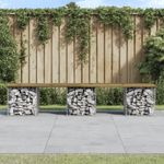Casa si Gradina - Gradina si terasa - Mobilier exterior - Bancute de gradina - Banca gradina, design gabion, 203x31x42 cm, lemn pin impregnat - Infinity.ro