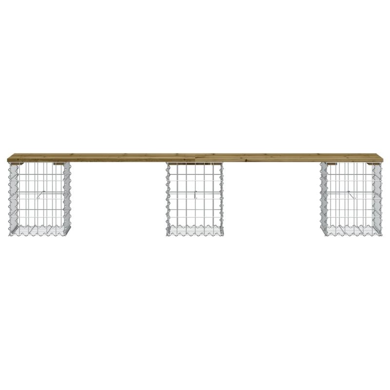Casa si Gradina - Gradina si terasa - Mobilier exterior - Bancute de gradina - Banca gradina, design gabion, 203x31x42 cm, lemn pin impregnat - Infinity.ro