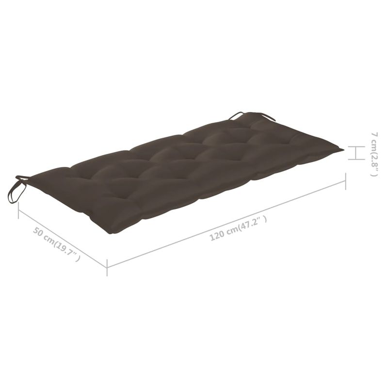 Casa si Gradina - Gradina si terasa - Mobilier exterior - Bancute de gradina - Banca de gradina cu perna, 120 cm, bambus, gri taupe, mărime 120x50x7 cm - Infinity.ro