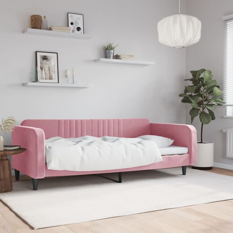 Casa si Gradina - Mobilier - Paturi si accesorii - Paturi - Pat de zi, roz, 100x200 cm, catifea - Infinity.ro