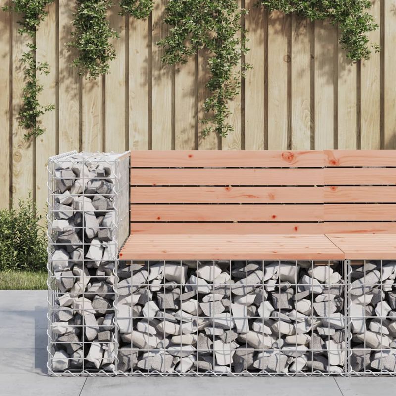 Casa si Gradina - Gradina si terasa - Mobilier exterior - Bancute de gradina - Banca de gradina design gabion 92x71x65,5 cm lemn masiv Douglas - Infinity.ro
