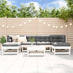 Casa si Gradina - Gradina si terasa - Mobilier exterior - Seturi mobila gradina - Set mobilier de gradina, 7 piese, alb, lemn masiv de pin - Infinity.ro