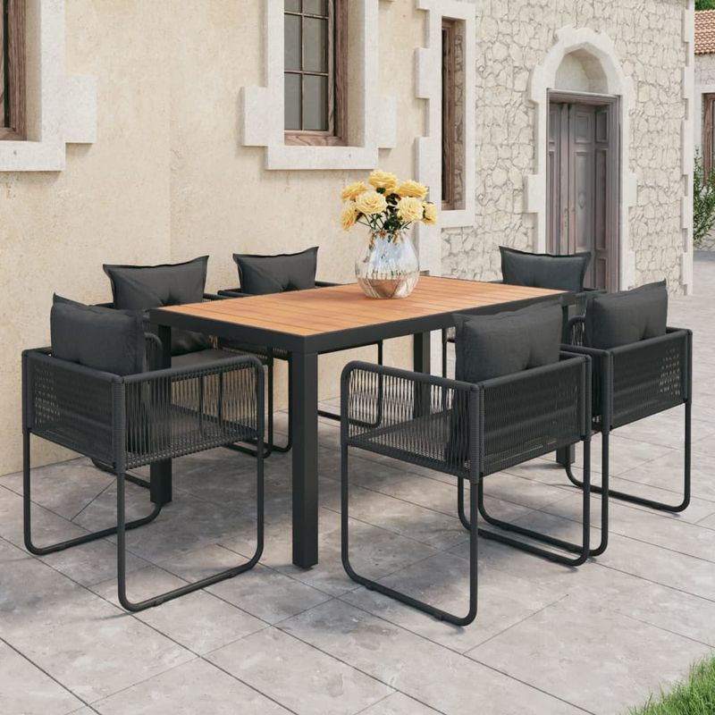 Casa si Gradina - Gradina si terasa - Mobilier exterior - Seturi mobila gradina - Set mobilier masa de gradina, 7 piese, negru si maro, ratan PVC - Infinity.ro