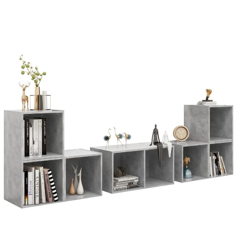 Casa si Gradina - Mobilier - Seturi de mobilier - Seturi living - Set de dulapuri TV, 6 piese, gri beton, lemn prelucrat - Infinity.ro