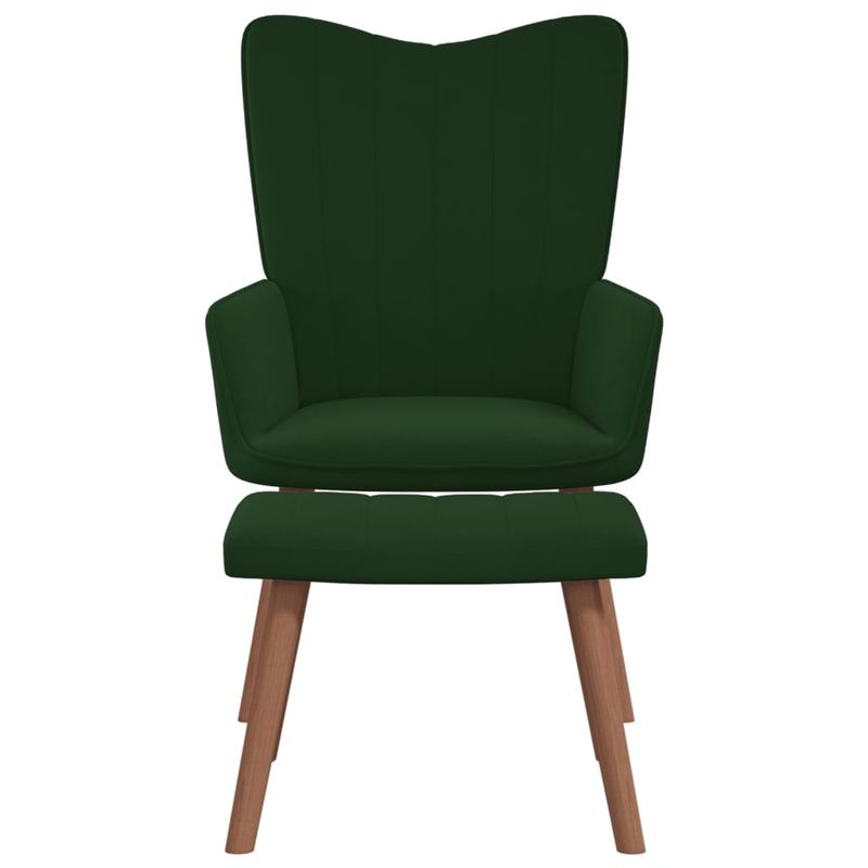Casa si Gradina - Mobilier - Scaune si fotolii - Fotolii - Fotoliu de relaxare cu taburet, verde inchis, catifea - Infinity.ro