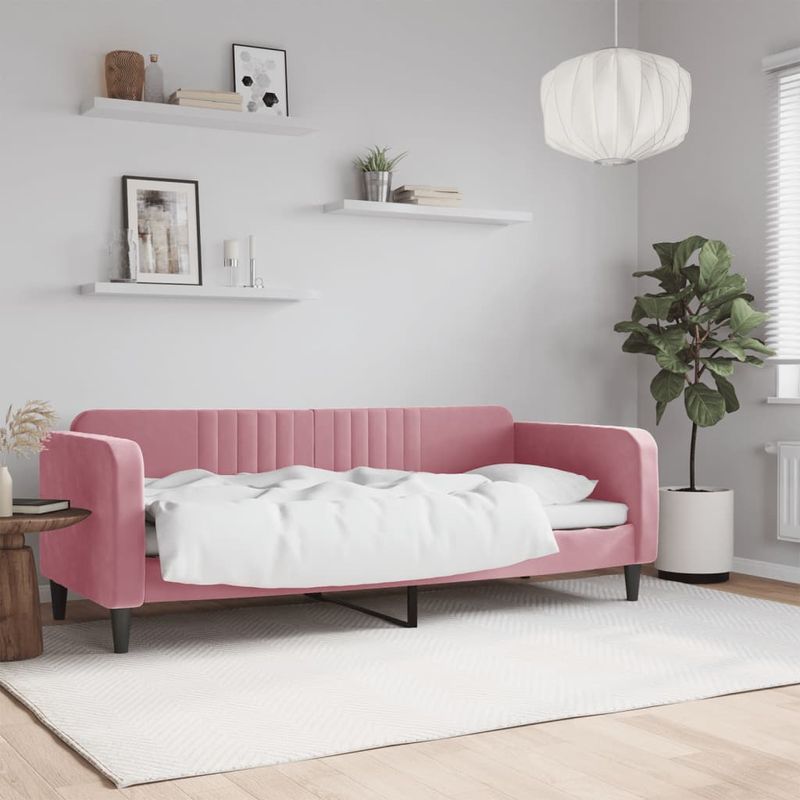 Casa si Gradina - Mobilier - Paturi si accesorii - Paturi - Pat de zi, roz, 80x200 cm, catifea - Infinity.ro