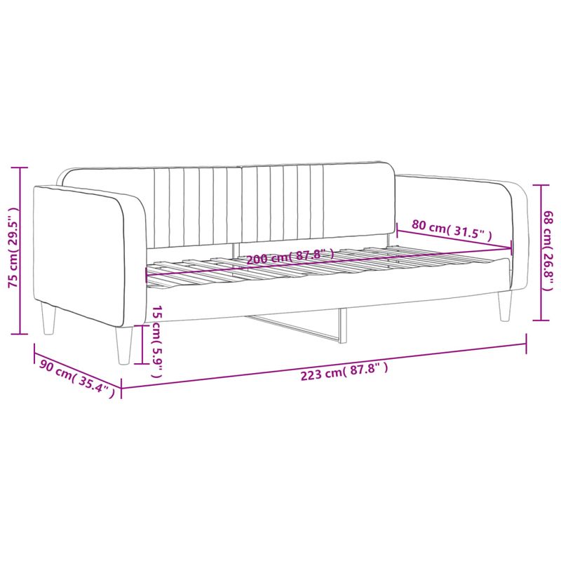 Casa si Gradina - Mobilier - Paturi si accesorii - Paturi - Pat de zi, roz, 80x200 cm, catifea - Infinity.ro