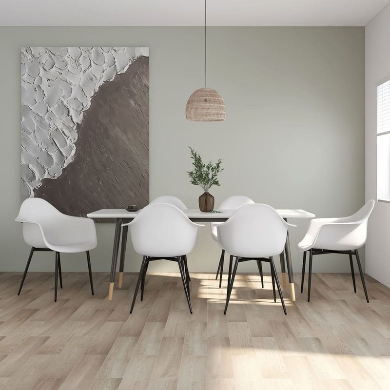 Casa si Gradina - Mobilier - Scaune si fotolii - Scaune - Scaune de bucatarie, 6 buc., alb, PP - Infinity.ro