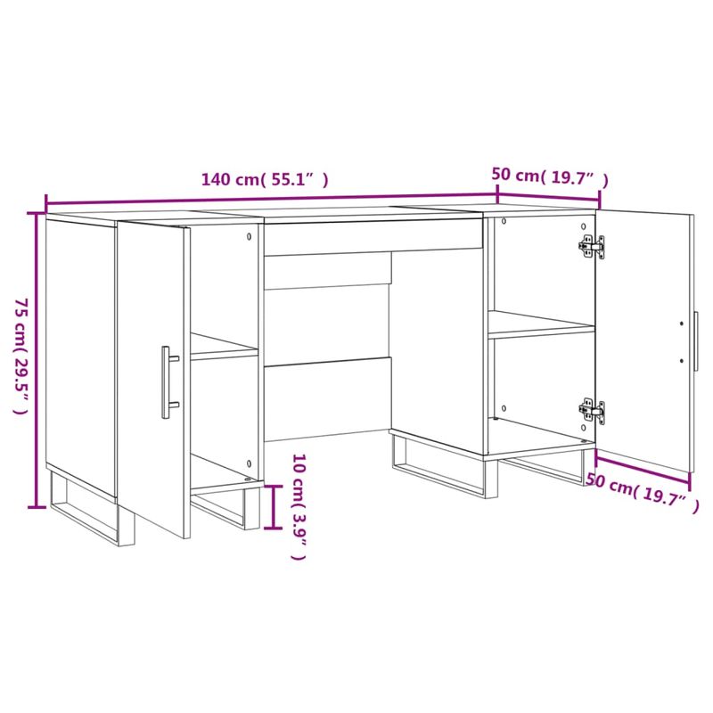 Casa si Gradina - Mobilier - Mese si birouri - Birouri - Birou, gri sonoma, 140x50x75 cm, lemn compozit - Infinity.ro