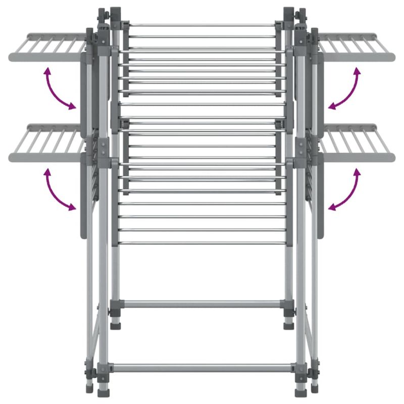 Casa si Gradina - Mobilier - Organizare si depozitare - Umerase si valeti - Suport pentru uscat rufe, 107x107x120 cm, aluminiu - Infinity.ro