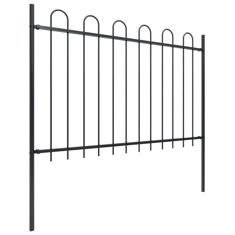Casa si Gradina - Gradina si terasa - Garduri, panouri si accesorii - Gard de gradina cu varf curbat, negru, 15,3 m, otel, înălțime 120 cm - Infinity.ro