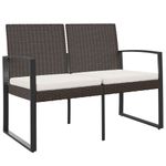 Casa si Gradina - Gradina si terasa - Mobilier exterior - Bancute de gradina - Banca de gradina cu 2 locuri, cu perne, maro, ratan PP - Infinity.ro