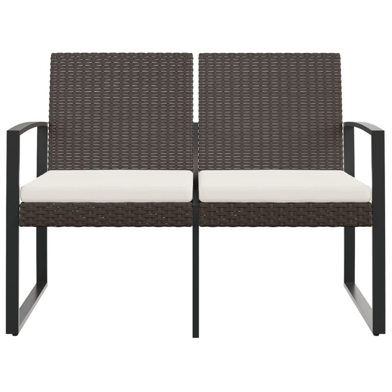 Casa si Gradina - Gradina si terasa - Mobilier exterior - Bancute de gradina - Banca de gradina cu 2 locuri, cu perne, maro, ratan PP - Infinity.ro