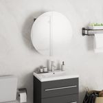 Casa si Gradina - Mobilier - Mobilier baie - Corpuri baie - Dulap de baie cu oglinda rotunda si LED, gri, 40x40x17,5 cm - Infinity.ro