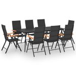 Casa si Gradina - Gradina si terasa - Mobilier exterior - Seturi mobila gradina - Set mobilier de gradina, 9 piese, negru si maro - Infinity.ro