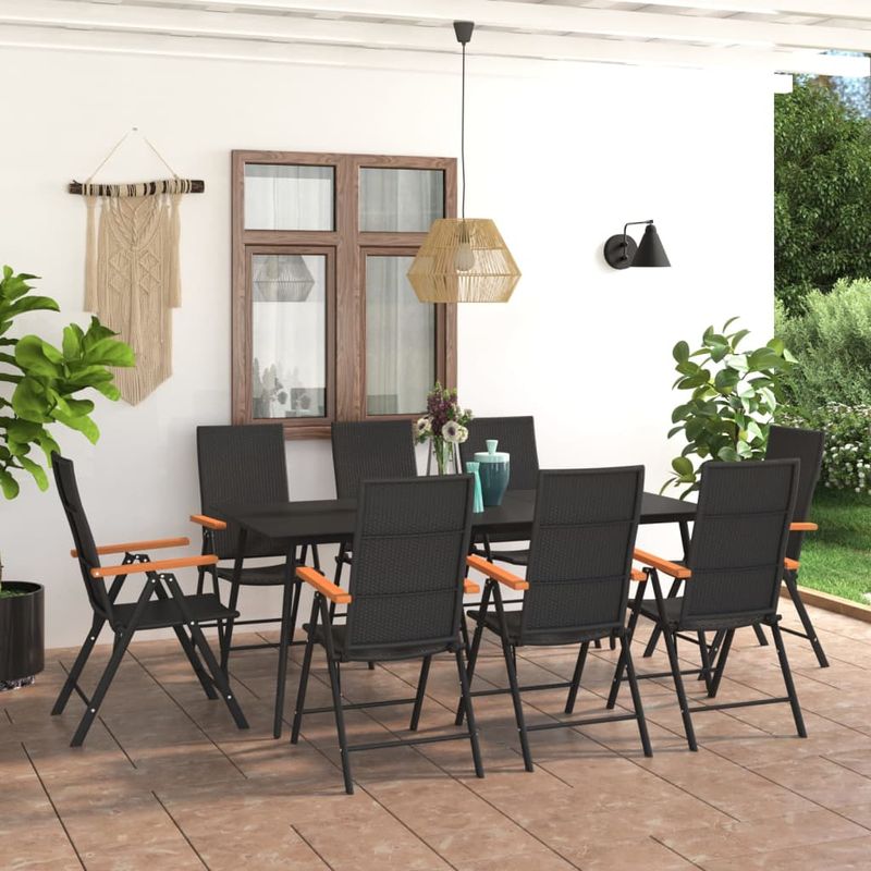 Casa si Gradina - Gradina si terasa - Mobilier exterior - Seturi mobila gradina - Set mobilier de gradina, 9 piese, negru si maro - Infinity.ro