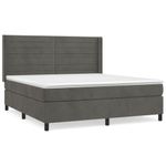 Casa si Gradina - Mobilier - Paturi si accesorii - Paturi - Pat box spring cu saltea, gri inchis, 180x200 cm, catifea - Infinity.ro