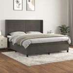 Casa si Gradina - Mobilier - Paturi si accesorii - Paturi - Pat box spring cu saltea, gri inchis, 180x200 cm, catifea - Infinity.ro