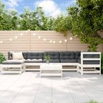 Casa si Gradina - Gradina si terasa - Mobilier exterior - Seturi mobila gradina - Set mobilier relaxare gradina, 8 piese, alb, lemn masiv de pin - Infinity.ro