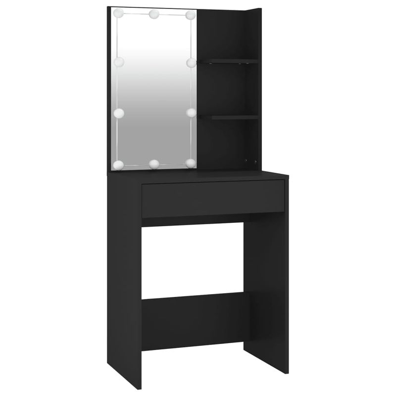 Casa si Gradina - Mobilier - Comode si corpuri - Masute de toaleta - Masa de toaleta cu LED si dulapuri, negru, lemn prelucrat - Infinity.ro