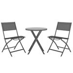 Casa si Gradina - Gradina si terasa - Mobilier exterior - Seturi mobila gradina - Set mobilier bistro pliabil, 3 piese, gri, otel - Infinity.ro