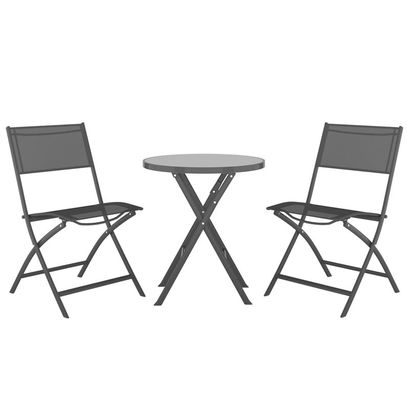 Casa si Gradina - Gradina si terasa - Mobilier exterior - Seturi mobila gradina - Set mobilier bistro pliabil, 3 piese, gri, otel - Infinity.ro