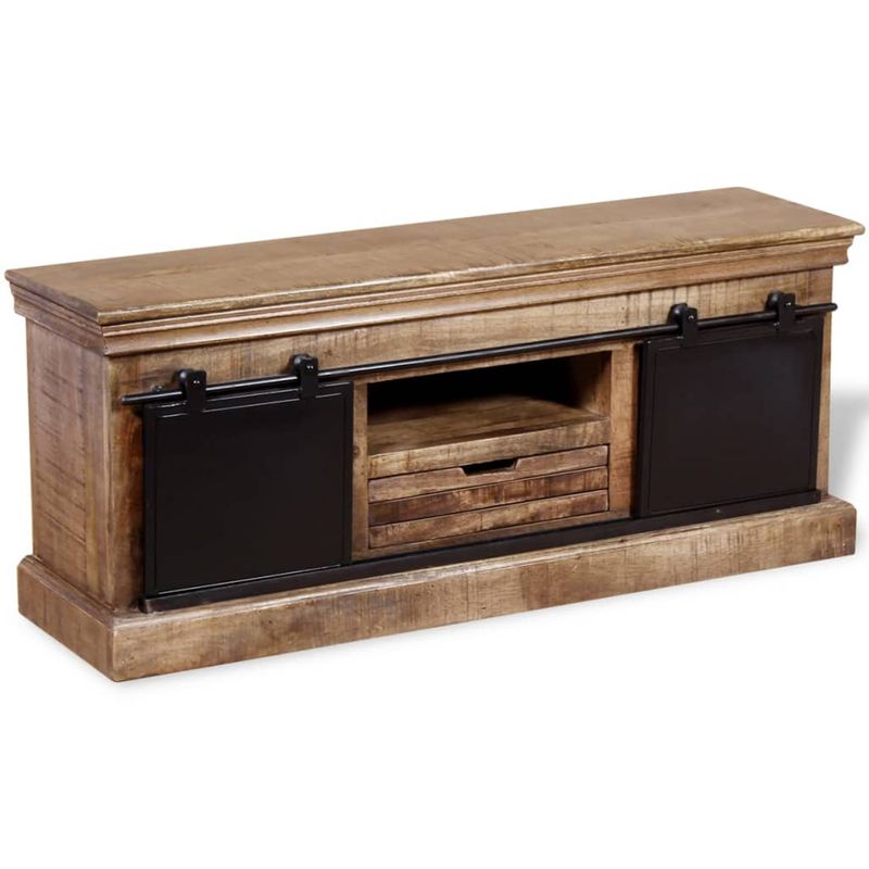 Casa si Gradina - Mobilier - Comode si corpuri - Comode - Comoda TV cu 2 usi glisante lemn de mango masiv 110x30x45 cm - Infinity.ro