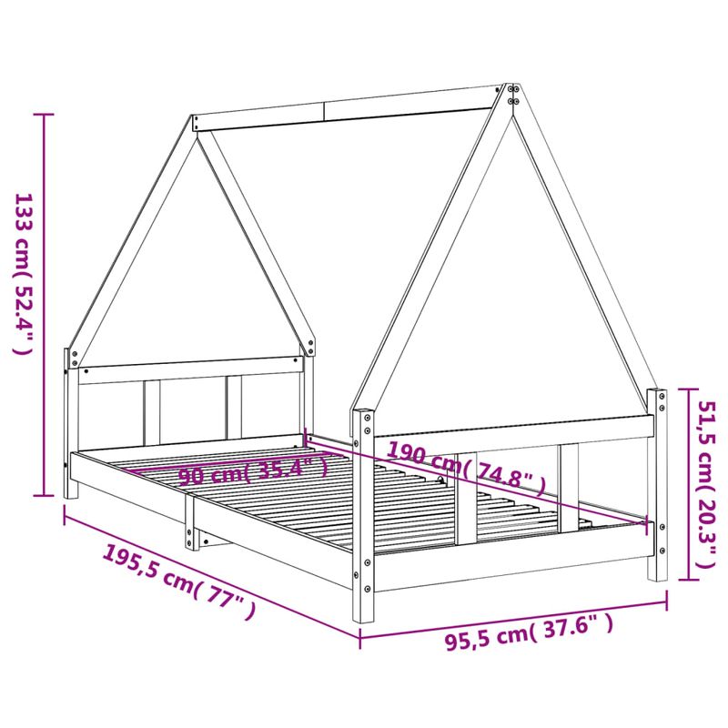 Casa si Gradina - Mobilier - Mobilier copii - Patuturi copii - Cadru de pat pentru copii, negru, 90x190 cm, lemn masiv de pin - Infinity.ro