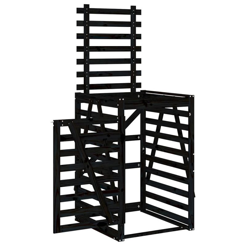 Casa si Gradina - Mobilier - Organizare si depozitare - Cosuri de gunoi - Depozitare cos de gunoi negru 84x90x128,5 cm lemn masiv de pin - Infinity.ro