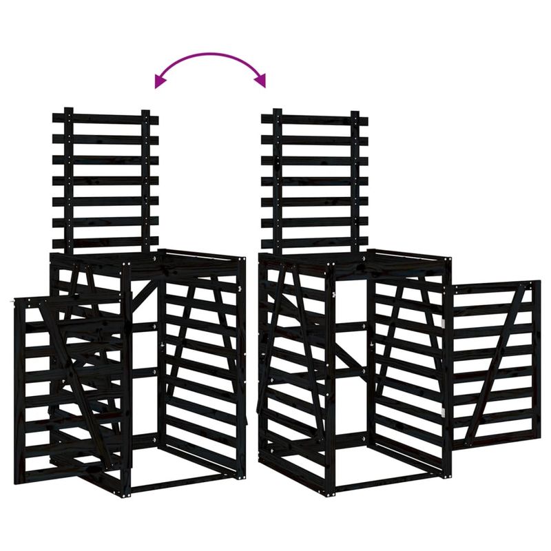 Casa si Gradina - Mobilier - Organizare si depozitare - Cosuri de gunoi - Depozitare cos de gunoi negru 84x90x128,5 cm lemn masiv de pin - Infinity.ro