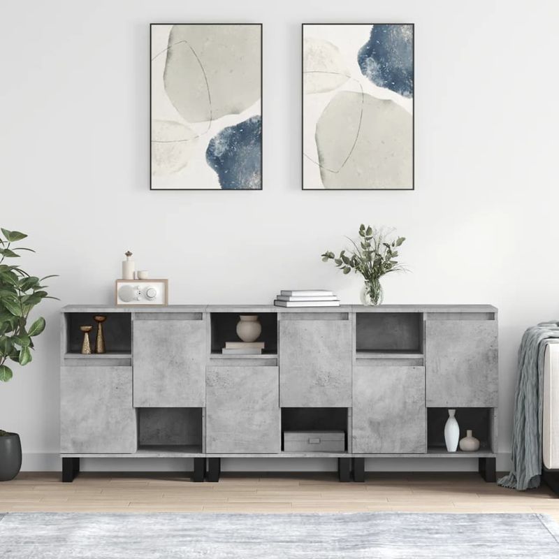 Casa si Gradina - Mobilier - Comode si corpuri - Comode - Servante, 3 piese, gri beton, lemn prelucrat - Infinity.ro
