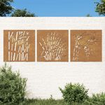 Casa si Gradina - Decoratiuni - Decoratiuni perete - Decor de perete 3 buc. 55x55 cm model iarba otel Corten - Infinity.ro