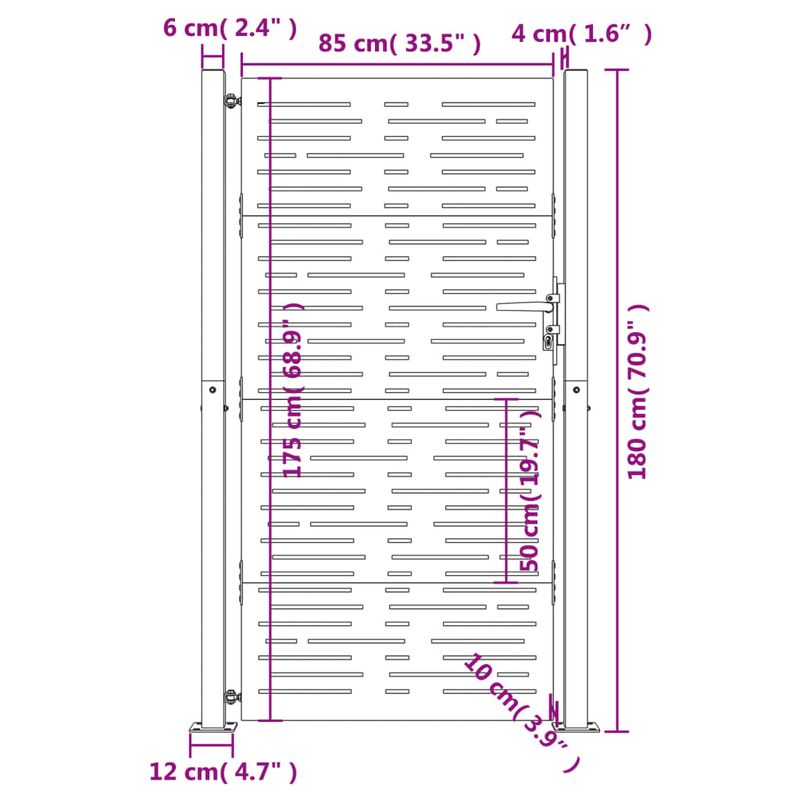 Casa si Gradina - Constructii - Usi interior, exterior si garaj - Usi garaj - Poarta pentru gradina, 105x180 cm, otel corten, dreptunghiuri - Infinity.ro