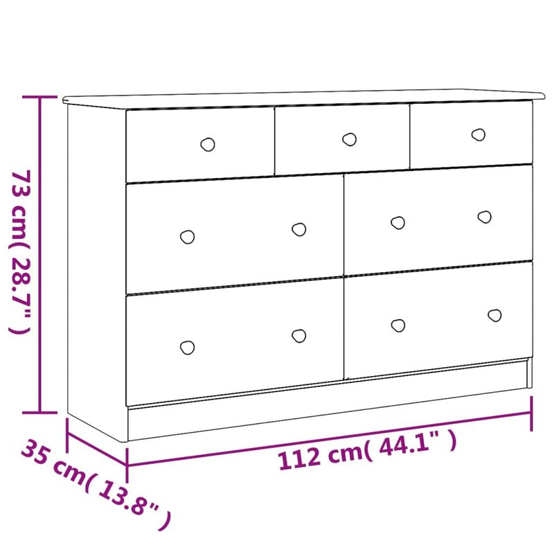 Casa si Gradina - Mobilier - Comode si corpuri - Comode - Comoda cu sertare ALTA, alb, 112x35x73 cm, lemn masiv de pin - Infinity.ro