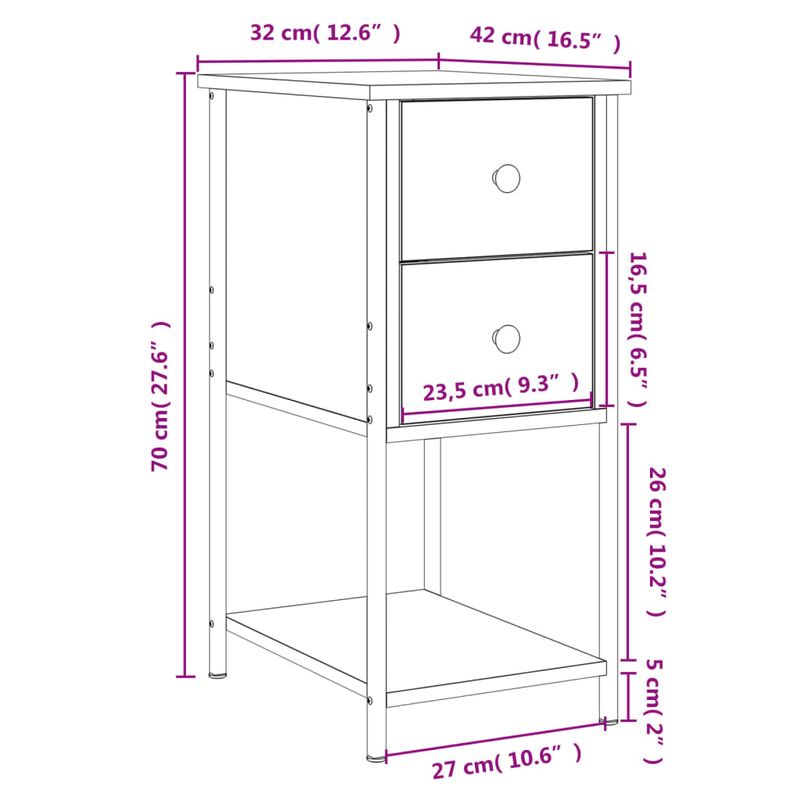 Casa si Gradina - Mobilier - Comode si corpuri - Noptiere - Noptiere, 2 buc., stejar sonoma, 32x42x70 cm, lemn compozit - Infinity.ro