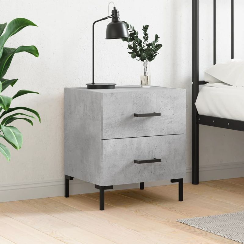 Casa si Gradina - Mobilier - Comode si corpuri - Noptiere - Noptiera, gri beton, 40x35x47,5 cm, lemn compozit - Infinity.ro