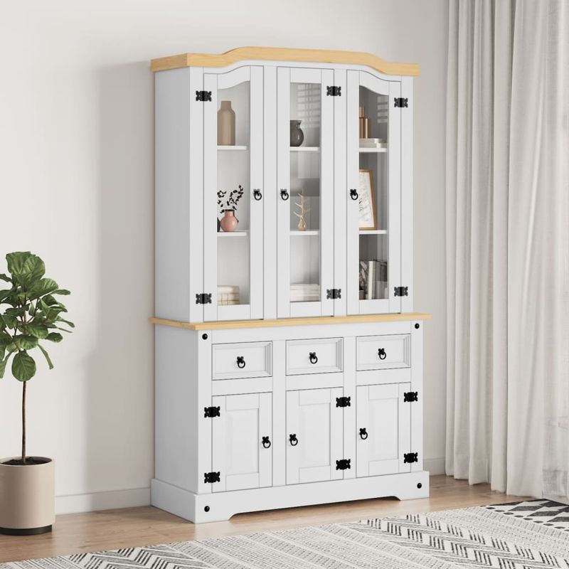 Casa si Gradina - Mobilier - Comode si corpuri - Corpuri bucatarie - Dulap inalt Corona, alb, 112x43x196 cm, lemn masiv pin mexican - Infinity.ro