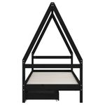 Casa si Gradina - Mobilier - Mobilier copii - Patuturi copii - Cadru de pat copii cu sertare, negru, 90x200 cm, lemn masiv pin - Infinity.ro