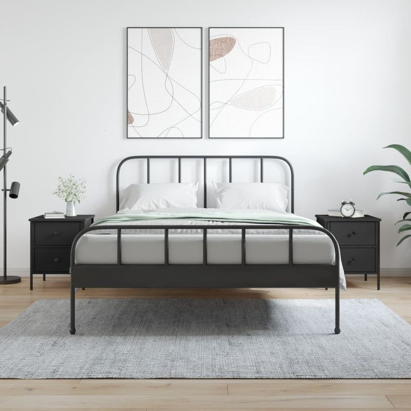 Casa si Gradina - Mobilier - Comode si corpuri - Noptiere - Noptiere, 2 buc., negru, 40x42x50 cm, lemn compozit - Infinity.ro