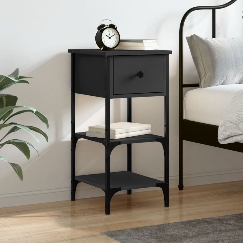Casa si Gradina - Mobilier - Comode si corpuri - Noptiere - Noptiera, negru, 34x36x70 cm, lemn compozit - Infinity.ro