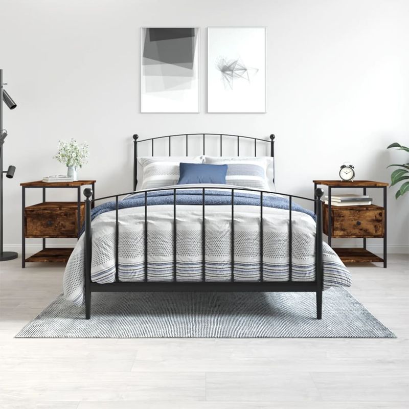Casa si Gradina - Mobilier - Comode si corpuri - Noptiere - Noptiere, 2 buc., stejar fumuriu, 40x42x56 cm, lemn compozit - Infinity.ro