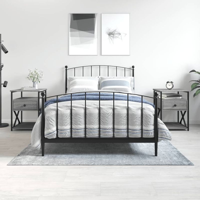 Casa si Gradina - Mobilier - Comode si corpuri - Noptiere - Noptiere, 2 buc., gri sonoma, 40x42x55 cm, lemn prelucrat - Infinity.ro