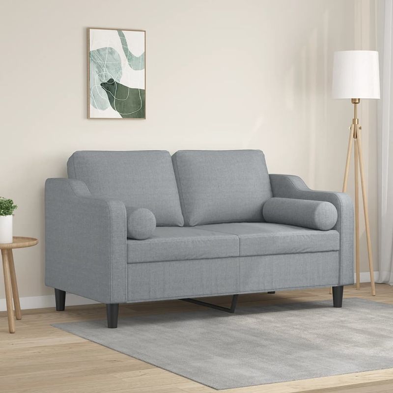 Casa si Gradina - Mobilier - Canapele si coltare - Canapele - Canapea cu 2 locuri cu pernute, gri deschis, 120 cm, textil - Infinity.ro