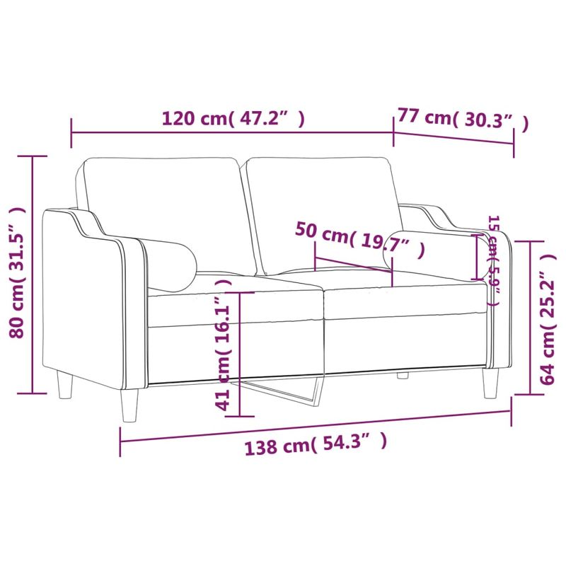 Casa si Gradina - Mobilier - Canapele si coltare - Canapele - Canapea cu 2 locuri cu pernute, gri deschis, 120 cm, textil - Infinity.ro