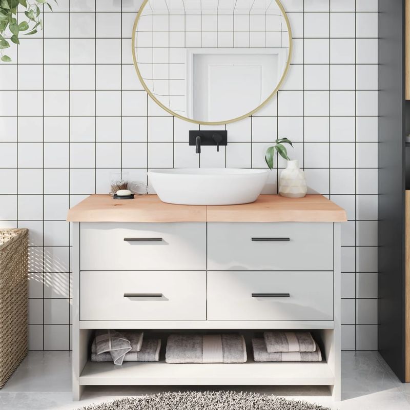 Casa si Gradina - Mobilier - Mobilier baie - Blaturi baie - Blat de baie, 120x60x(2-6) cm, lemn masiv netratat - Infinity.ro