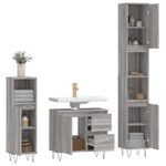 Casa si Gradina - Mobilier - Seturi de mobilier - Seturi baie - Set mobilier de baie, 3 piese, gri sonoma, lemn prelucrat - Infinity.ro