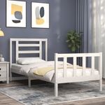 Casa si Gradina - Mobilier - Paturi si accesorii - Paturi - Cadru de pat cu tablie single mic, alb, lemn masiv - Infinity.ro