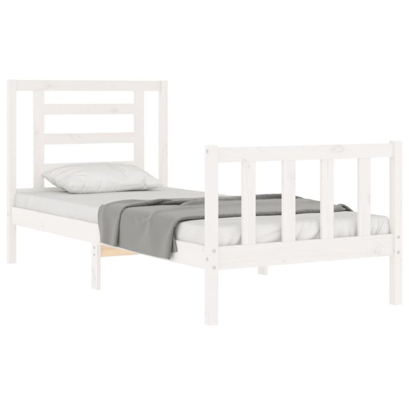 Casa si Gradina - Mobilier - Paturi si accesorii - Paturi - Cadru de pat cu tablie single mic, alb, lemn masiv - Infinity.ro